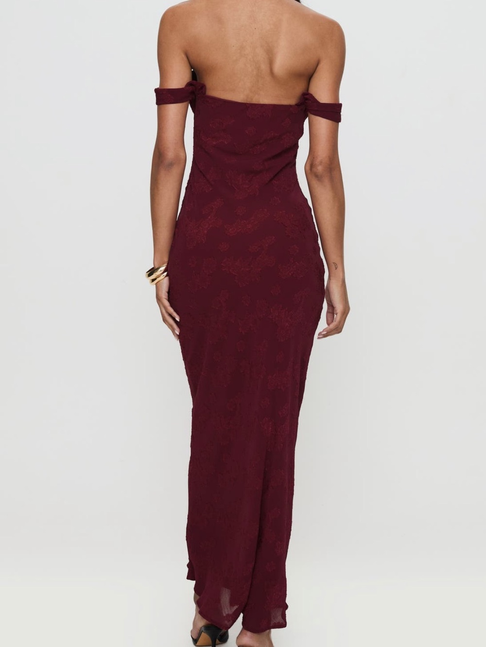 NWT Burgundy Off-The-Shoulder Dress - Picture 5 of 5
